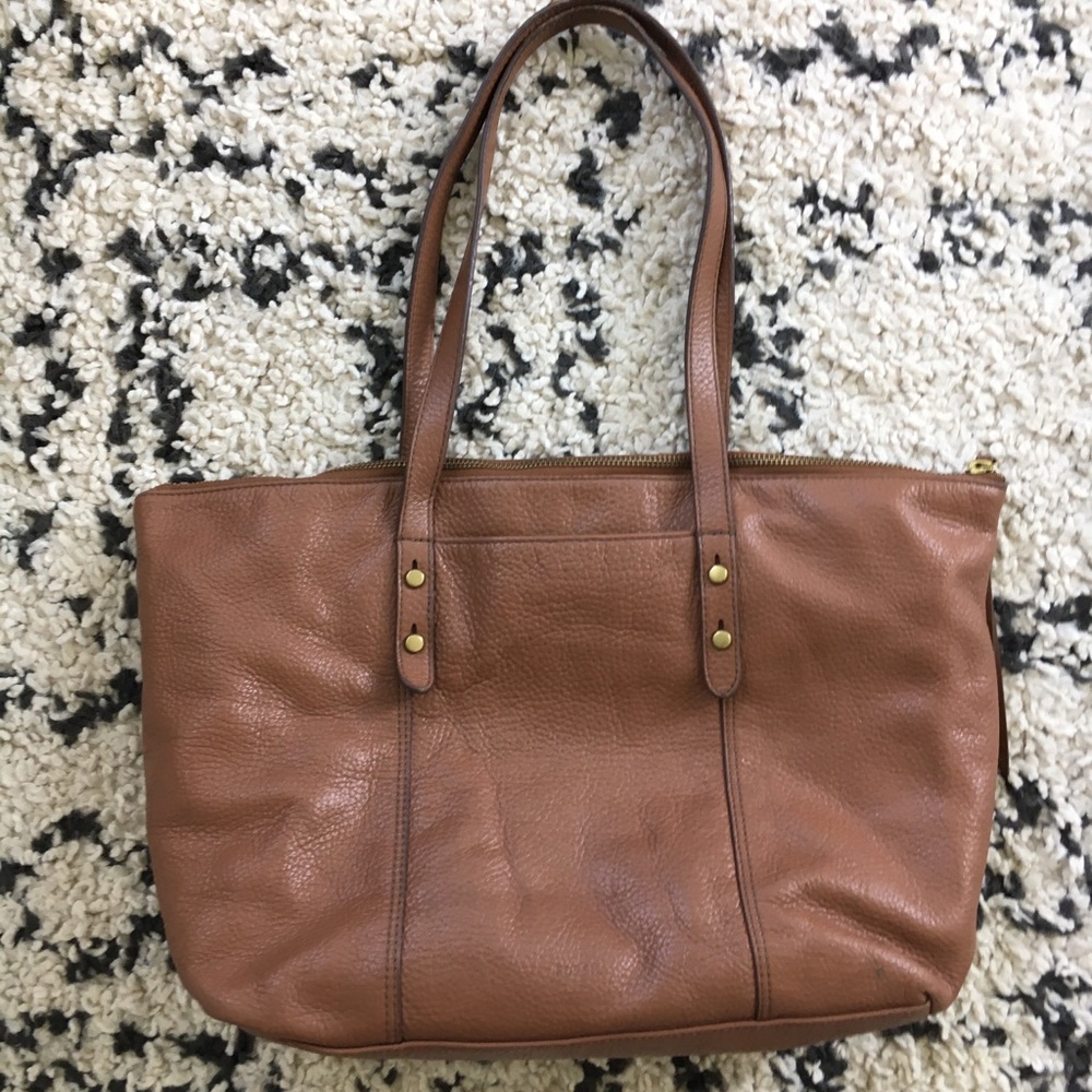 Fossil leather tote handbag